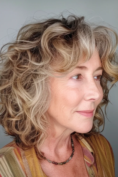 Beachy Waves Shag Hairstyles for Women Over 50 for a relaxed summer-ready look.