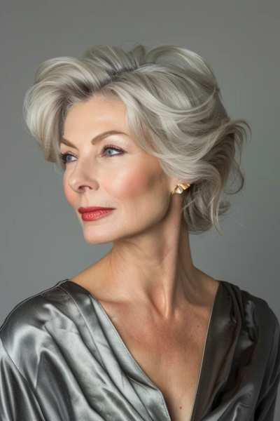 Sophisticated Polished Shag Hairstyles for Women Over 50 with volume-enhancing layers.