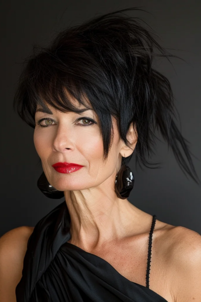 Modern Asymmetrical Shag Hairstyles for Women Over 50 with a bold, contemporary edge.