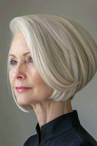 Reversed Bob in Bob Hairstyles for Women Over 50, featuring an innovative back-to-front style