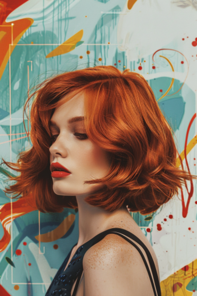 Face-Framing Ginger Bob with Layers in Medium-Length Layered Haircuts for a bold, sophisticated look