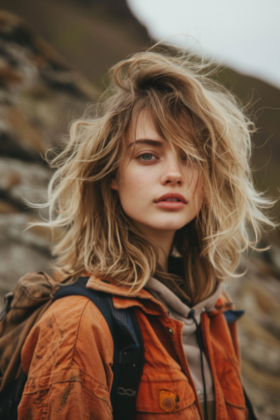 Choppy Highlighted Layers in Medium-Length Layered Haircuts for a dynamic, textured look.