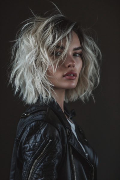 Textured Shaggy Bob within Medium-Length Layered Haircuts for a bold, edgy vibe.