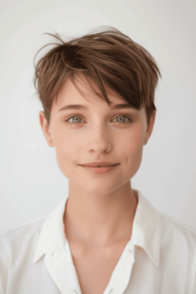 Short pixie haircuts with a deep side part for sophistication and style.