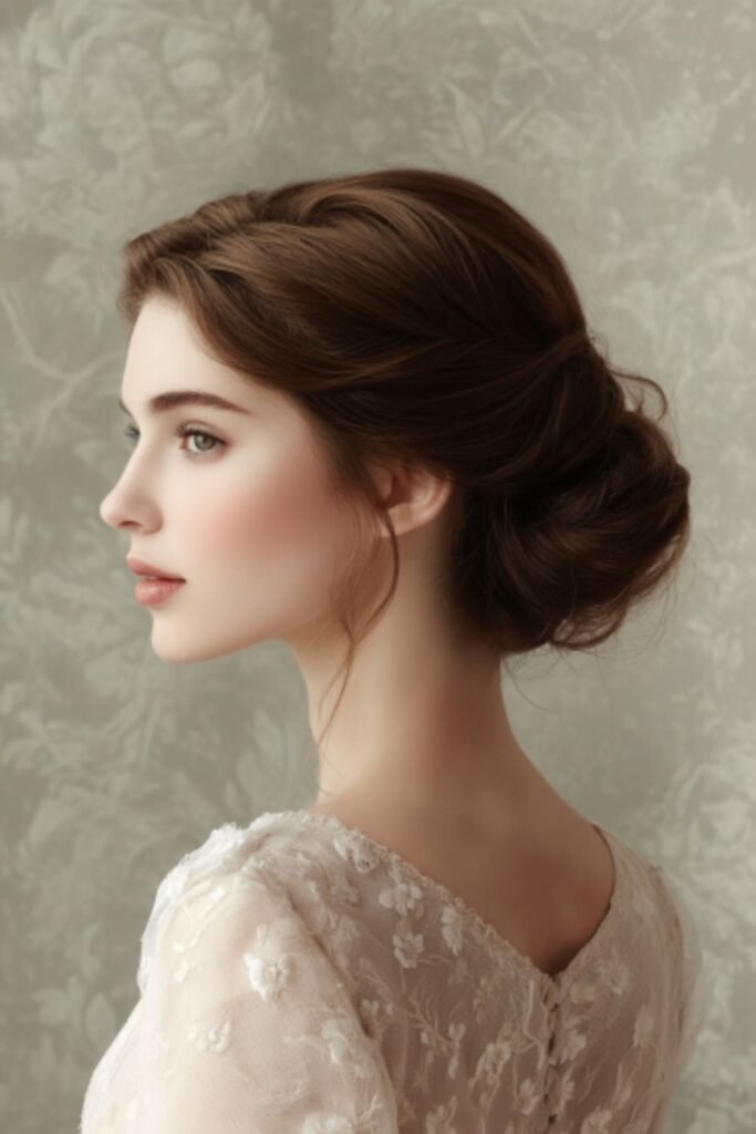 Elegant French twist, an ideal low-maintenance hairstyle for busy moms attending formal events.