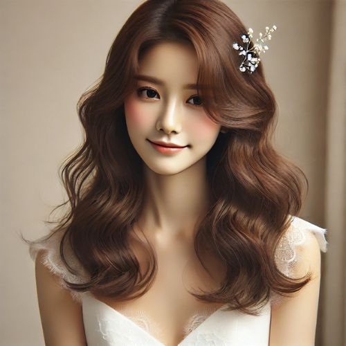 Loose Romantic Waves in Top 20 Korean Bridal Hairstyles for a soft and ethereal bridal look.